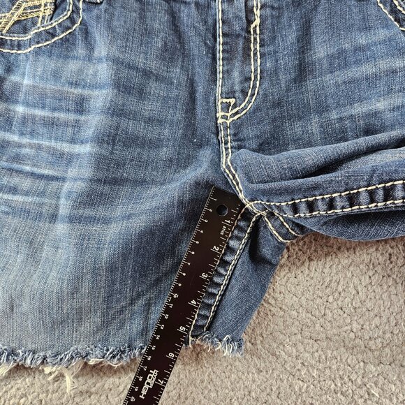 Vigoss Denim Shorts Womens 24 Blue Dallas Cut Off Frayed Hem Distressed Jean - Picture 10 of 16